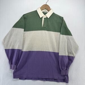 Colorblock Polo Shirt - Green, Gray, and Purple